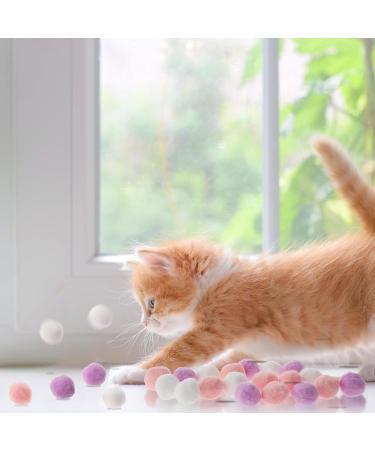 Amaxiu 30Pcs Cat Toy Balls Soft Kitten Pompom Ball Indoor Cats Interactive Ball Toys 3cm/1.18in Queit Cat Ball Cat Pom Pom Balls for Pet Play Pursue Roll Fetch Pink and Purple - Buy Online on GoSupps.com