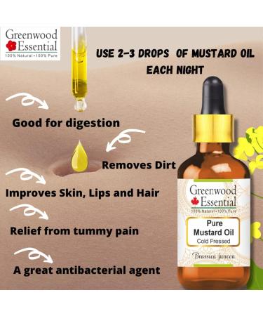 Greenwood Essential Mustard Oil (Brassica Juncea) - Natural Cold-Pressed Therapeutic Quality - Pack of Two (100ml x 2) - Premium International Shipping - Buy Online on GoSupps.com