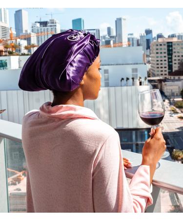 Knotless Kay Extra Long Satin Bonnet | Adjustable Snap Button | Purple | Protective Hairstyles for Braids, Weaves, Wigs, Locs | Natural Hair Care - Buy Online on GoSupps.com