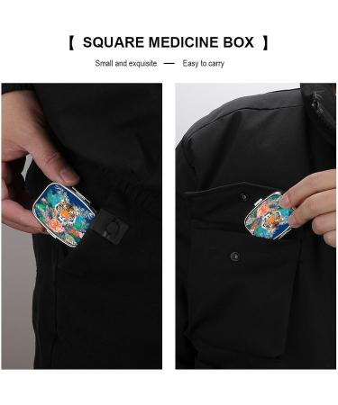 Buy Tropical Tiger Print Pill Box | 2 Compartment Decorative Metal Pill Organizer - Portable for Pocket & Purse | International Shipping Available - Buy Online on GoSupps.com