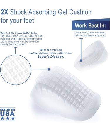 Tulis Heavy Duty Gel Heel Cups - Shock Absorption & Plantar Fasciitis Relief - Made in USA (1 Pair) - Buy Online on GoSupps.com