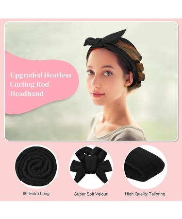 Heatless Curling Rod Headband - 60 Extra Long Soft Hair Curlers for No Heat Curls | Sleep-In Curls for Long & Medium Hair (Black - Buy Online on GoSupps.com