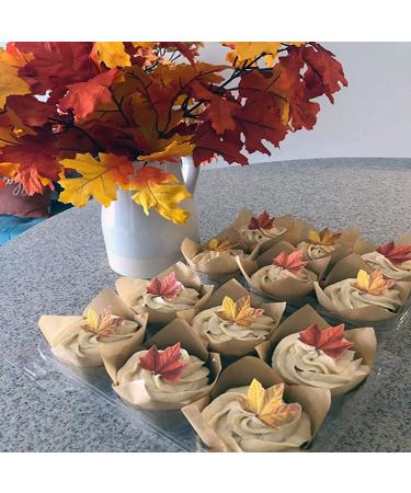 GEORLD Edible Fall Leaves Cake Decorations Set - 48 Autumn Cupcake Toppers in 2 Colors - Buy Online on GoSupps.com