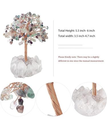 Kyeygwo Fluorite Healing Crystal Money Tree - Natural Mountain Druse Base Feng Shui Bonsai Gemstone Ornament for Home Decor & Luck - Buy Online on GoSupps.com
