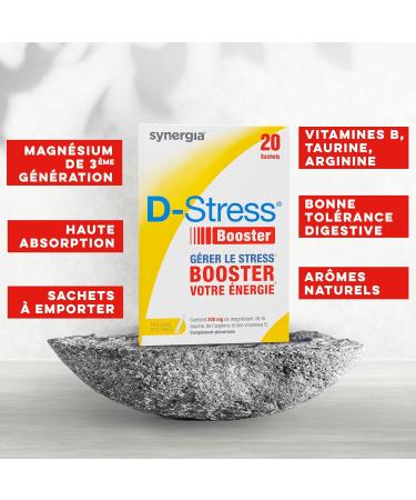 D-STRESS BOOSTER Pack of 10 x 20 Bags | Magnesium of 3rd Generation | Boosts physical and mental energy and manages stress rises in 30 minutes | SYNERGIA LABORATORY - Buy Online on GoSupps.com