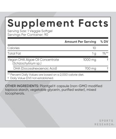 Sports Research Vegan Supplements Pack - Vegan DHA 700mg Omega-3 + Vitamin D3 K2 5000iu + Magnesium L-Threonate Capsules 2000mg - Buy Online on GoSupps.com