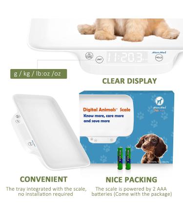 MomMed Digital Pet Scale - Portable Precision Scale for Dogs, Cats, Puppies, Kittens, Hamsters, Birds, Rabbits - Hold and Tare Function - Ideal for Newborn Pets - Buy Online on GoSupps.com