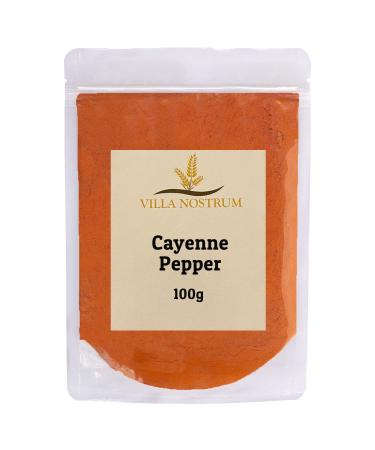 Cayenne Pepper 100g by Villa Nostrum - Ground Cayenne Pepper Warm Smoky Aroma Spicy Flavor Ideal for Rubs Marinades Sauces Meats