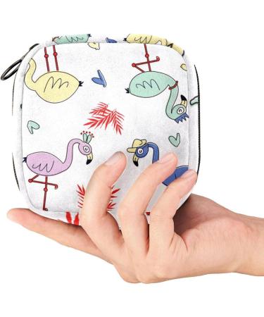 Flamingo Menstrual Pad Storage Bag - Portable Nylon Oxford Cloth Pouch with Zipper for Teen Girls and Women - Multicoloured, Pack of 10 - Buy Online on GoSupps.com