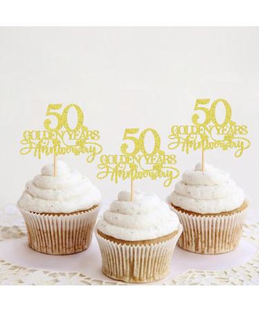 Keaziu 24 PCS 50th Anniversary Cupcake Toppers 50 Diamond Years Anniversary Cupcake Picks Cheers to 60 Years Wedding Anniversary Happy 50th Anniversary Birthday Party Cake Decorations Supplies Gold 50 Gold - Buy Online on GoSupps.com