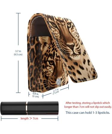 Buy Stylish Brown Leopard Print Leather Lipstick Case Organizer with Mirror | Mini Lip Gloss Holder for Travel | International Shipping Available - Buy Online on GoSupps.com