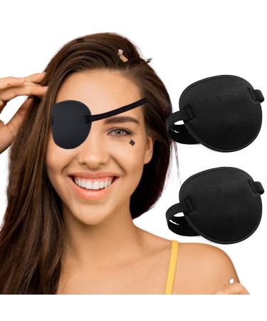 THSIREE 2PCS Eye Patch, Medical Eye Patches, Adjustable Eye Patch, Soft Amblyopia Lazy Eye Patches Eye Patches for Adults and kids, Black
