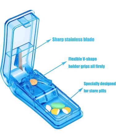 Pill Cutter Professional Stainless Steel Blade - Safety Pill Splitter for Small and Large Pills - Medication Divider in Blue - 2Count - Buy Online on GoSupps.com