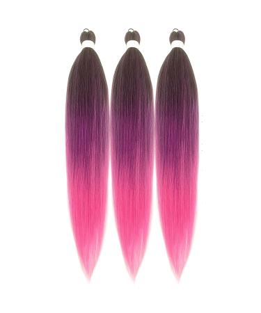 LDMY Pre-Stretched Braiding Hair Extensions - 8pcs Pack Purple Blue Pink Ombre - Colorful Synthetic Kanekalon Hair for Braids 90g Each - Buy Online on GoSupps.com