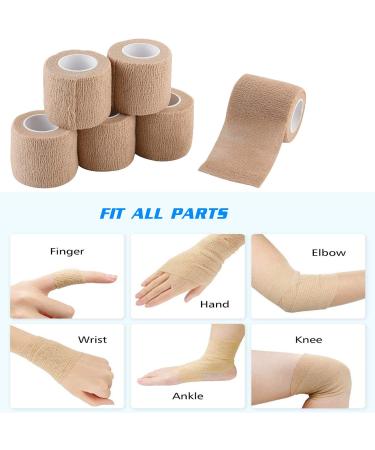 16-Pack 2 x 5 Yards Self Adhesive Vet Wrap | Breathable Cohesive Bandage for Pets | Flesh-Colored Athletic Elastic Wrap | Ideal for Sports Injuries (Beige) - Buy Online on GoSupps.com