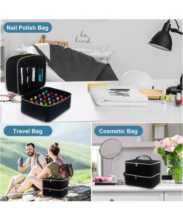 Movstriker Nail Polish Organiser Bag Double Layer Nail Varnish Storage Holds 30 Bottles and A Nail Lamp Traveling Nail Polish Storage Case Portable Nail Lipstick Beauty Tools Box(Black) - Buy Online on GoSupps.com