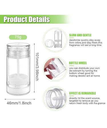 9 PCS 2.5oz/75ml Round Deodorant Containers Empty Plastic Deodorant Tubes Holder Reusable Clear Twist Up Filling Stick Container Makeup Stick for DIY Deodorant Healing Homemade Balm Chapsticks Bottom-Filling - Buy Online on GoSupps.com