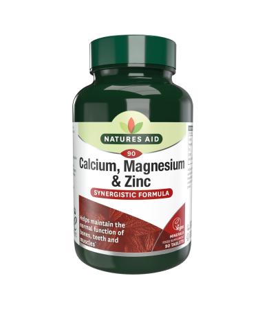Natures Aid Calcium Magnesium and Zinc Maintain Normal Bones Teeth and Muscle Function Vegan 90 Tablets Calcium Magnesium and Zinc 90 Tablets