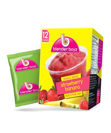 Blender Boyz Strawberry Banana Single-Serve Liquid Smoothie Mix - Made With Real Fruit, Gluten Free, Dairy Free, Nut Free, Fat Free - 12 Pack Strawberry Banana 12 Count (Pack of 1)