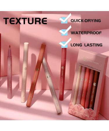 6PCS Nude Matte Liquid Lipstick & Lip Liner Set - Long-lasting Intense Colour for Women's Make-up (#B) - Buy Online on GoSupps.com