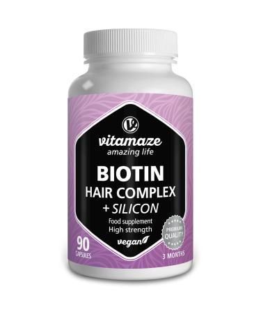 Hair Vitamins for Growth and Hair Loss with Biotin Hyaluronic Acid Silicon Zinc and Selenium - 90 Vegan Capsules for 3 Months - Hair Skin & Nails - Supplement Without Additives Made in Germany - Buy Online on GoSupps.com