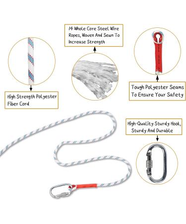 Emekian 14mm Static Rock Climbing Rope for Fire Safety Rescue - 98ft with Non-Slip Gloves - Buy Online on GoSupps.com