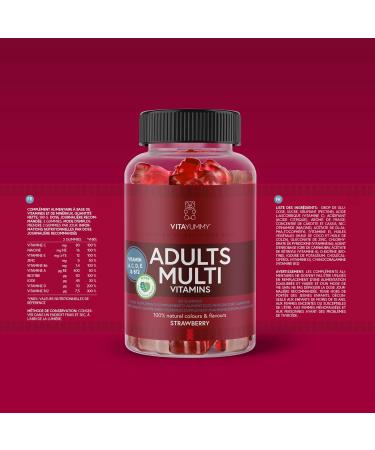 VitaYummy Strawberry Multivitamin Gums for Adults - Vegan Jelly Cubs as Food Supplement - Vitamin A C D B12 and Zinc Supports the Immune System 60 Sweets - Buy Online on GoSupps.com
