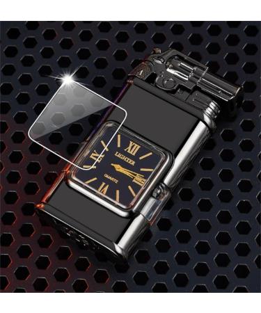 Windproof Lighter Vintage Watch Bezel Flame Torch Vintage Lighter Refillable Butane Gas Lighters(Black A) A Black - Buy Online on GoSupps.com