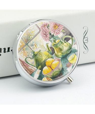Travel Pill Box Organizer - 3 Compartment Portable Medicine Case with Two Teapots Design for Purse & Pocket - Buy Online on GoSupps.com