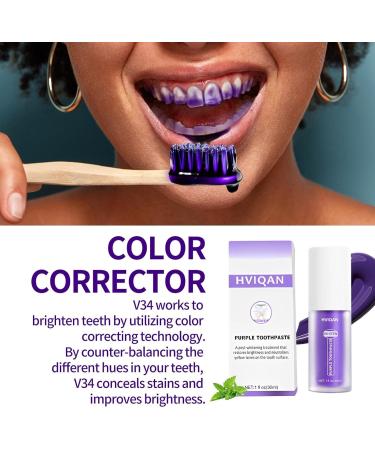 Lila Toothpaste V34 - Whitening Color Correction & Stain Removal | 30ml (4-Pack) - Brightening Booster for Teeth - Buy Online on GoSupps.com