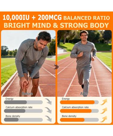 Vitamin D3 K2 10000 IU with 200mg Vitamin D3 and K2 Capsules 2 in 1 Vitamins D & K Complex with Virgin Coconut Oil 120 Softgels Easy to Swallow & Non-GMO - Buy Online on GoSupps.com