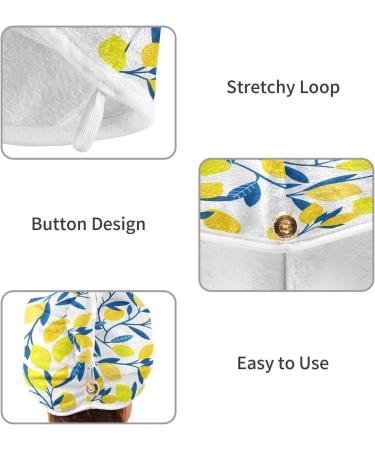 Lemon Leaf Dry Hair Cap - 2 Piece Quick Drying Towel Set with Button Headband | Super Absorbent & Soft Comfort - Buy Online on GoSupps.com
