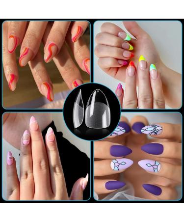 Noverlife 550PCS Short Almond Soft Gel Nail Tips Clear - Full Cover Half Matte Almond Shape Fake Nails with Case for DIY Nail Salon Manicure - Soak Off Extensions - Buy Online on GoSupps.com