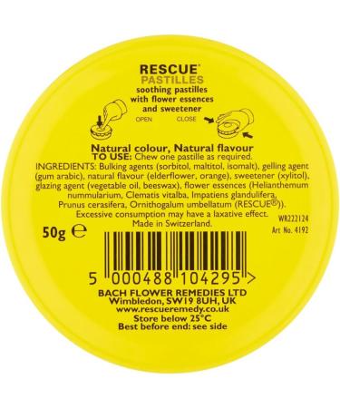 Rescue Remedy Orange & Elderflower Pastilles 50g - Alcohol-Free for Emotional Wellbeing | Travel Friendly - Buy Online on GoSupps.com