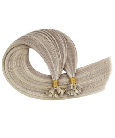 UGEAT Real Hair Extensions - Ashblond & Blonde Highlights 40cm Keratin U-Tip 50g 50 Pieces #18/613 - Smooth Stylish International Shipping - Buy Online on GoSupps.com