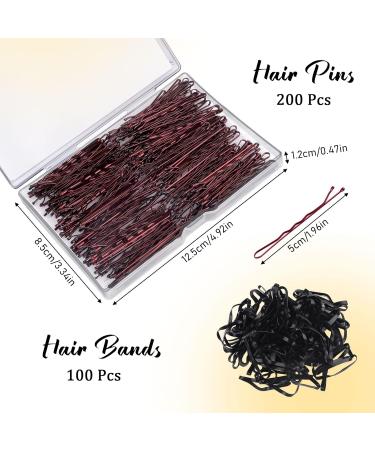 200 Hairpins & 100 Hair Ties - Premium Updo Accessories for Women & Kids | Brown Bobby Pins & Wedding Clamps - Global Shipping Available - Buy Online on GoSupps.com