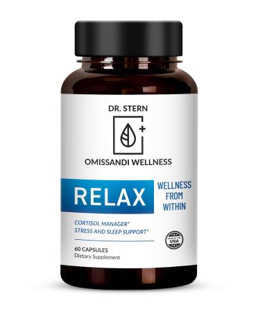 OMISSANDI-Wellness Relax Adrenal Support Supplement - Dr. Ian Stern Formulated - Manages Stress Promotes Deep Sleep Improves Mood-W/Holy Basil Zinc L-Theanine & More Vegan Made in USA - 60 Caps
