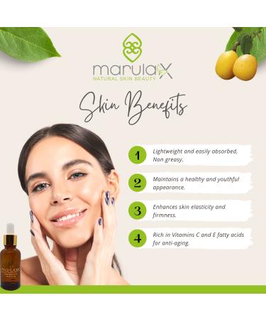 MarulaX Luxury 100% Pure Virgin Marula Oil - Anti-Aging Face Moisturizer and Skin Care - Cold Pressed from African Marula Tree Nut - Gluten Free - 30ml/1Fl Oz - Buy Online on GoSupps.com