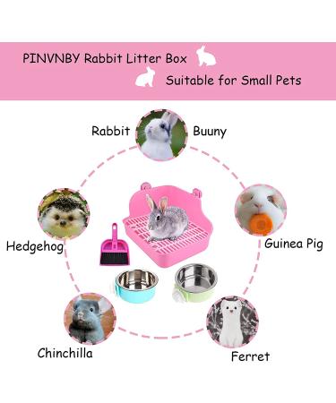 PINVNBY Rabbit Litter Box for Cage - Small Animal Corner Potty Trainer and Bedding Pan, Pink - Buy Online on GoSupps.com