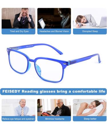 FEISEDY Blue Light Blocking Reading Glasses B2566 - Spring Temples 3.5x Magnification | International Shipping Available - Buy Online on GoSupps.com