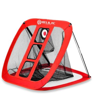RELILAC Pop Up Golf Chipping Net - Indoor/Outdoor Golfing Target Accessories for Backyard Accuracy and Swing Practice - Great Gifts for Men, Dad, Husband, Women, Kid, Golfers Red