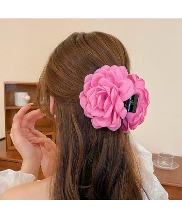 Big Flower Hair Claws Women's Vintage Headwear Big Rose Flower Hair Bow Barrettes Ponytail Holder Hair Accessories for Girls Rose Red - Buy Online on GoSupps.com