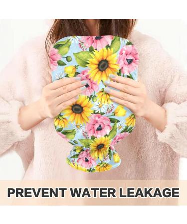 Hot Water Bottle 2L with Lid | Sunflower Daisy Design | Pain Relief & Winter Hand Feet Warmer International Shipping Available - Buy Online on GoSupps.com