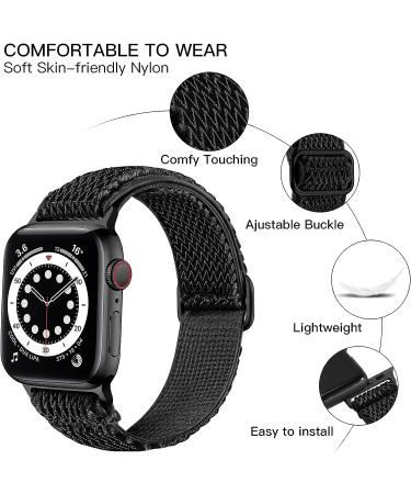 Lerobo Elastic Bands Compatible with Apple Watch | Stretchy Nylon Solo Loop Sport Bands for iWatch SE Series 8 7 6 5 4 3 2 1 | Black 42mm/44mm/45mm/49mm - Buy Online on GoSupps.com