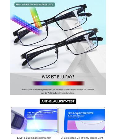 Koosufa Multifocus Anti-Blue Light Reading Glasses for Men & Women - Metal Frame Workplace Glasses | 1.0 to 4.0 Strength Options - Buy Online on GoSupps.com