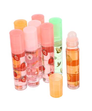 8pcs Lip Balm Fruit-flavored Lipstick Organic Lip Oil Infused Lip Liquid Flavored Lip Oil Fruit Lip Pomade Lipgloss Moisturizing Fruit Lipstick Lip Gloss Water Doodle Plastic Glass