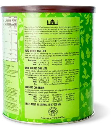 David Rio Chai Tortoise Green - Professional Blend from San Francisco | 1.81 kg Can (1 Pack) - International Shipping Available - Buy Online on GoSupps.com