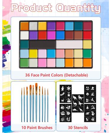 Lictin 36 Colors Face Painting Kit - Body Paint for Halloween Carnival Baby Bump & Theater - Premium Quality Schminke Colors - Buy Online on GoSupps.com