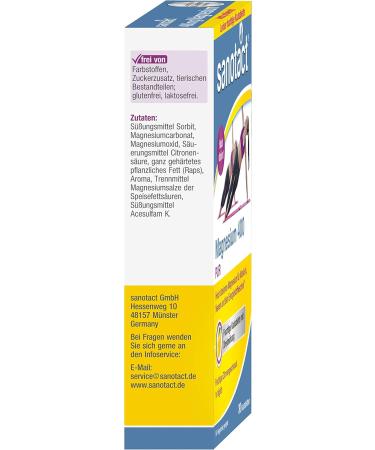 Sanotact Magnesium 400mg PUR - Vegan Chewing Tablets (30) | High-Dose Magnesium for Kids 12+ | Instant Effect | Fruity Lemon Flavor (2 Pack) - Buy Online on GoSupps.com