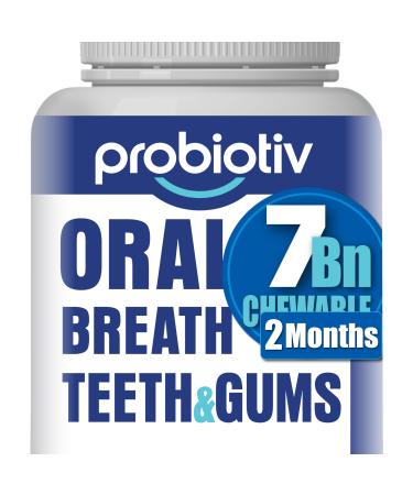 Oral Probiotics for Mouth Bad Breath 7 Billion CFU - Chewable Dental Probiotics for Teeth & Gums Fresh Breath Freshener Supports Oral Microbiome & Healthy Mouth 60 Count (Pack of 1)